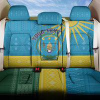 Personalized Rwanda Back Car Seat Cover Coat of Arms With African Pattern - Wonder Print Shop