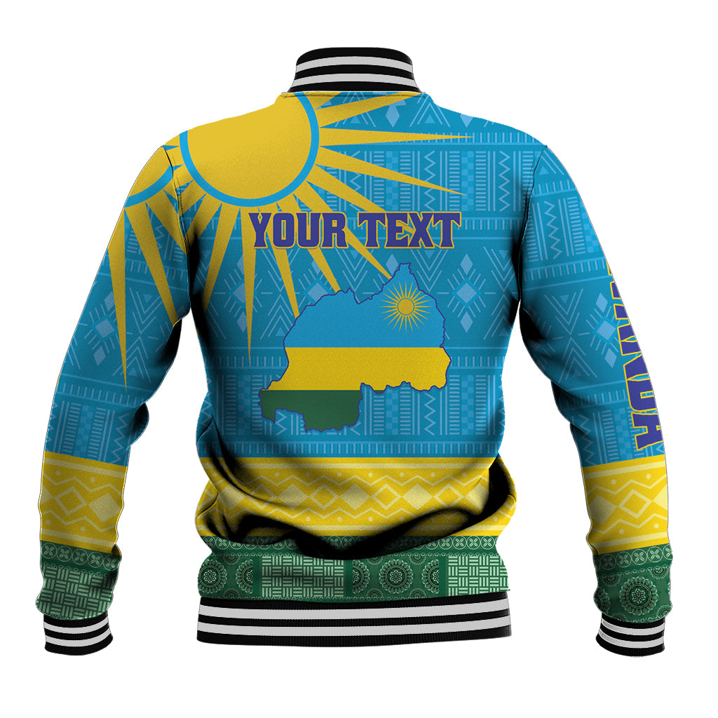 Personalized Rwanda Baseball Jacket Coat of Arms With African Pattern - Wonder Print Shop
