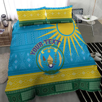 Personalized Rwanda Bedding Set Coat of Arms With African Pattern - Wonder Print Shop