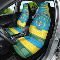 Personalized Rwanda Car Seat Cover Coat of Arms With African Pattern - Wonder Print Shop