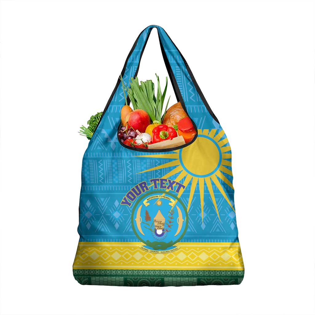 Rwanda Grocery Bag Coat of Arms With African Pattern