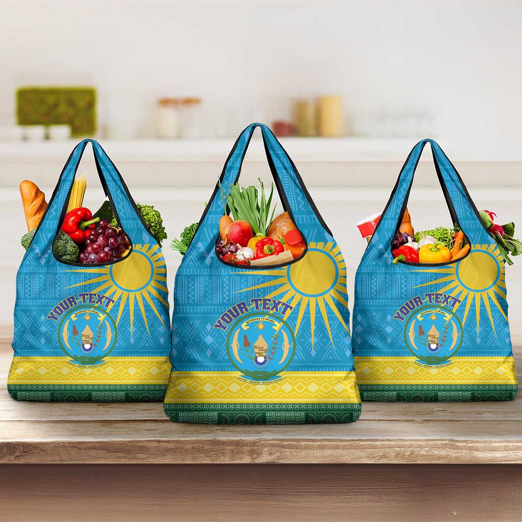 Rwanda Grocery Bag Coat of Arms With African Pattern