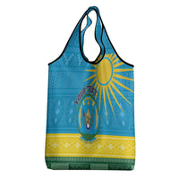 Rwanda Grocery Bag Coat of Arms With African Pattern