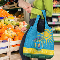 Rwanda Grocery Bag Coat of Arms With African Pattern