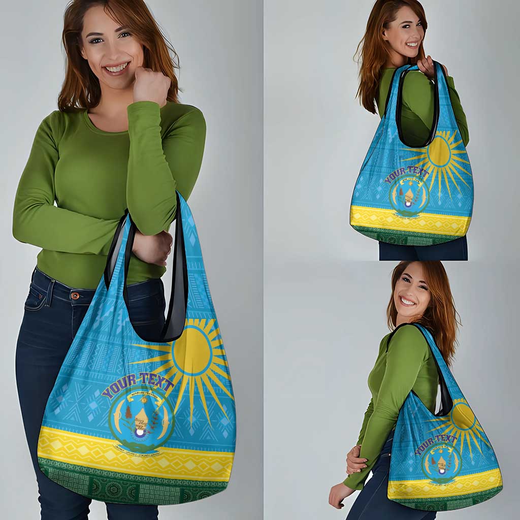 Rwanda Grocery Bag Coat of Arms With African Pattern