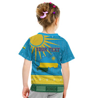 Personalized Rwanda Kid T Shirt Coat of Arms With African Pattern - Wonder Print Shop
