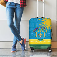Personalized Rwanda Luggage Cover Coat of Arms With African Pattern - Wonder Print Shop