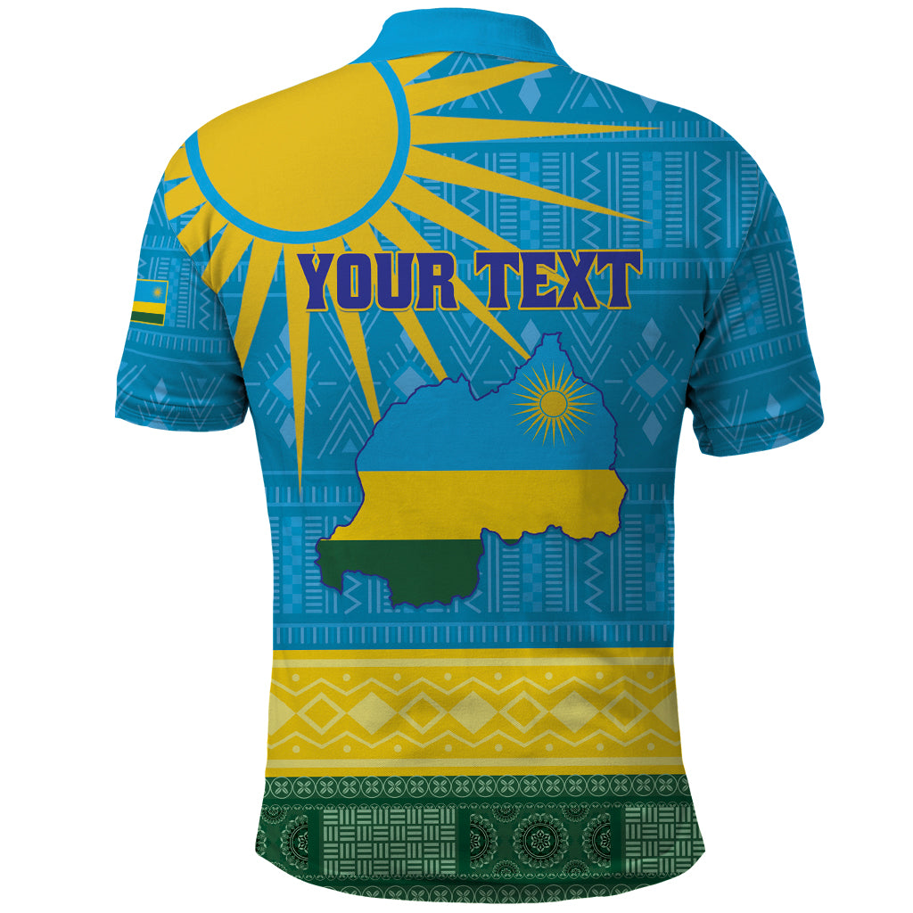 Personalized Rwanda Polo Shirt Coat of Arms With African Pattern - Wonder Print Shop