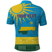 Personalized Rwanda Polo Shirt Coat of Arms With African Pattern - Wonder Print Shop