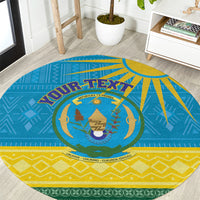 Personalized Rwanda Round Carpet Coat of Arms With African Pattern