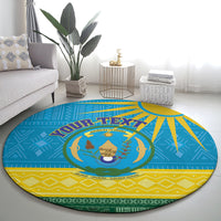 Personalized Rwanda Round Carpet Coat of Arms With African Pattern