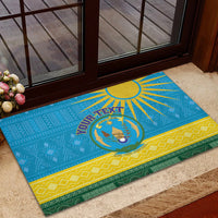 Personalized Rwanda Rubber Doormat Coat of Arms With African Pattern - Wonder Print Shop