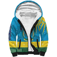 Personalized Rwanda Sherpa Hoodie Coat of Arms With African Pattern - Wonder Print Shop
