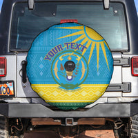 Personalized Rwanda Spare Tire Cover Coat of Arms With African Pattern - Wonder Print Shop