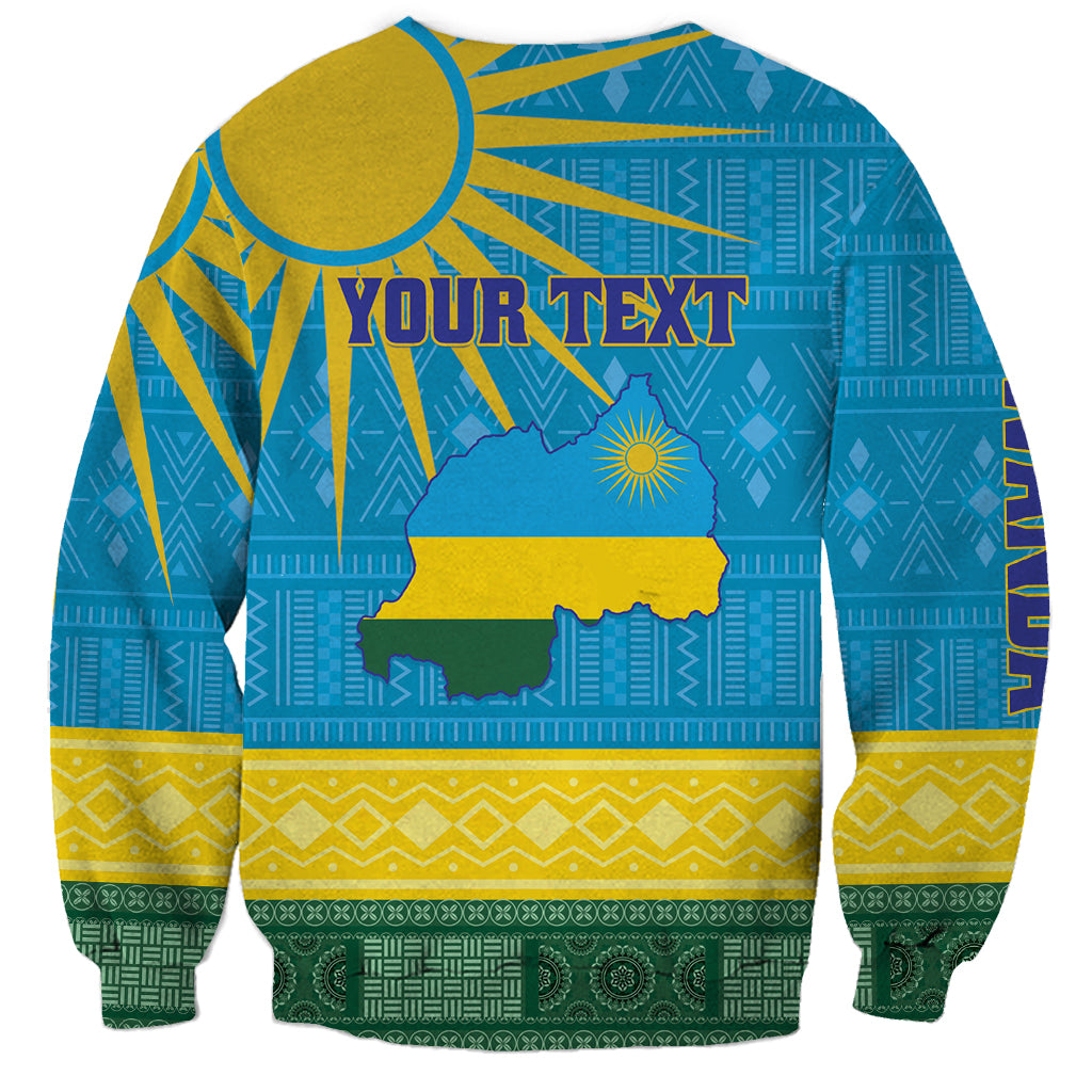 Personalized Rwanda Sweatshirt Coat of Arms With African Pattern - Wonder Print Shop