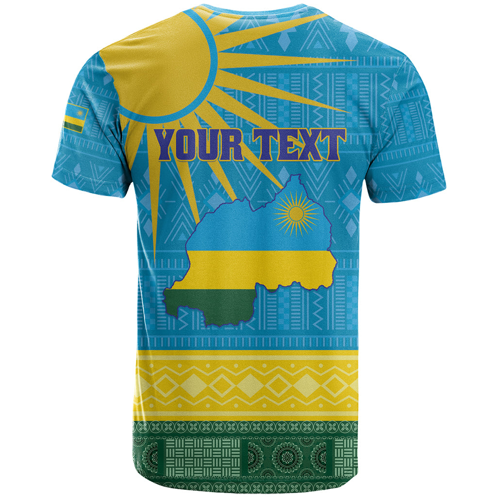 Personalized Rwanda T Shirt Coat of Arms With African Pattern - Wonder Print Shop