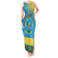 Personalized Rwanda Tank Maxi Dress Coat of Arms With African Pattern - Wonder Print Shop
