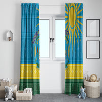 Personalized Rwanda Window Curtain Coat of Arms With African Pattern - Wonder Print Shop