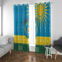 Personalized Rwanda Window Curtain Coat of Arms With African Pattern - Wonder Print Shop
