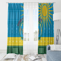 Personalized Rwanda Window Curtain Coat of Arms With African Pattern - Wonder Print Shop