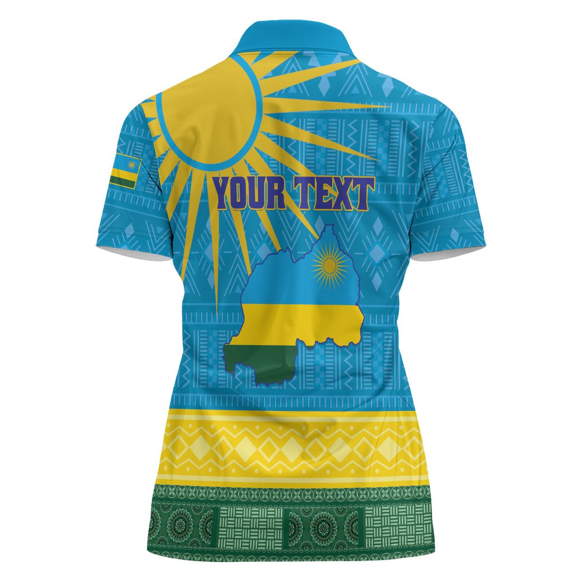 Personalized Rwanda Women Polo Shirt Coat of Arms With African Pattern - Wonder Print Shop