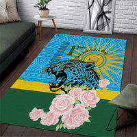 Rwanda Independence Day Area Rug Leopard With Roses - Wonder Print Shop