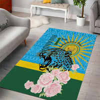 Rwanda Independence Day Area Rug Leopard With Roses - Wonder Print Shop