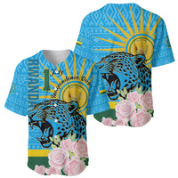 Rwanda Independence Day Baseball Jersey Leopard With Roses - Wonder Print Shop