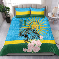 Rwanda Independence Day Bedding Set Leopard With Roses - Wonder Print Shop