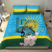 Rwanda Independence Day Bedding Set Leopard With Roses - Wonder Print Shop
