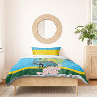 Rwanda Independence Day Bedding Set Leopard With Roses - Wonder Print Shop