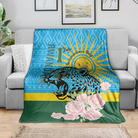 Rwanda Independence Day Blanket Leopard With Roses
