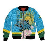 Rwanda Independence Day Bomber Jacket Leopard With Roses - Wonder Print Shop