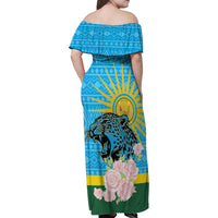 Rwanda Independence Day Family Matching Off Shoulder Maxi Dress and Hawaiian Shirt Leopard With Roses - Wonder Print Shop