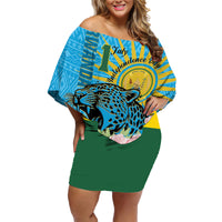 Rwanda Independence Day Family Matching Off Shoulder Short Dress and Hawaiian Shirt Leopard With Roses - Wonder Print Shop