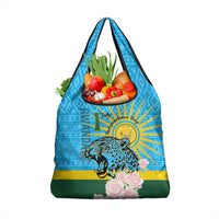 Rwanda Independence Day Grocery Bag Leopard With Roses