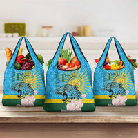 Rwanda Independence Day Grocery Bag Leopard With Roses