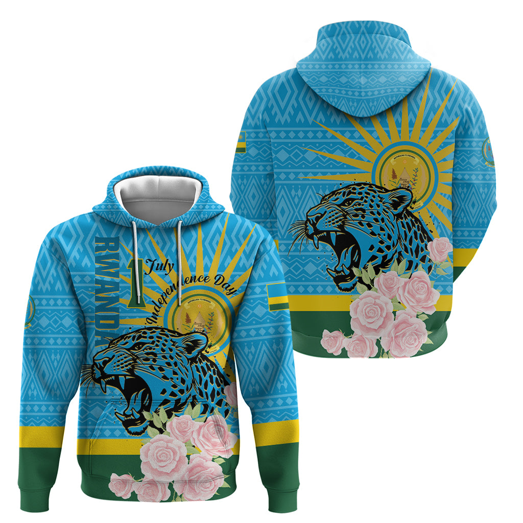 Rwanda Independence Day Hoodie Leopard With Roses - Wonder Print Shop