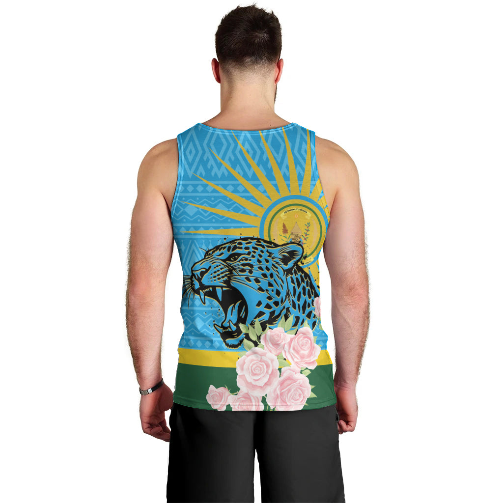 Rwanda Independence Day Men Tank Top Leopard With Roses - Wonder Print Shop