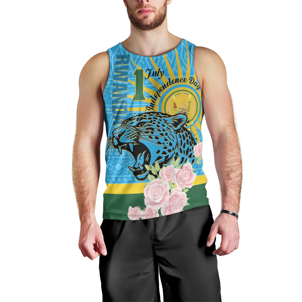 Rwanda Independence Day Men Tank Top Leopard With Roses - Wonder Print Shop