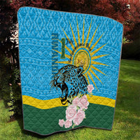Rwanda Independence Day Quilt Leopard With Roses - Wonder Print Shop