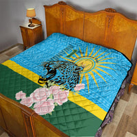 Rwanda Independence Day Quilt Leopard With Roses - Wonder Print Shop