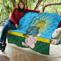 Rwanda Independence Day Quilt Leopard With Roses - Wonder Print Shop