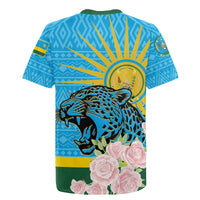 Rwanda Independence Day Rugby Jersey Leopard With Roses - Wonder Print Shop