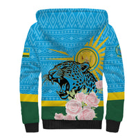 Rwanda Independence Day Sherpa Hoodie Leopard With Roses - Wonder Print Shop