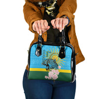 Rwanda Independence Day Shoulder Handbag Leopard With Roses