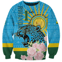 Rwanda Independence Day Sweatshirt Leopard With Roses - Wonder Print Shop