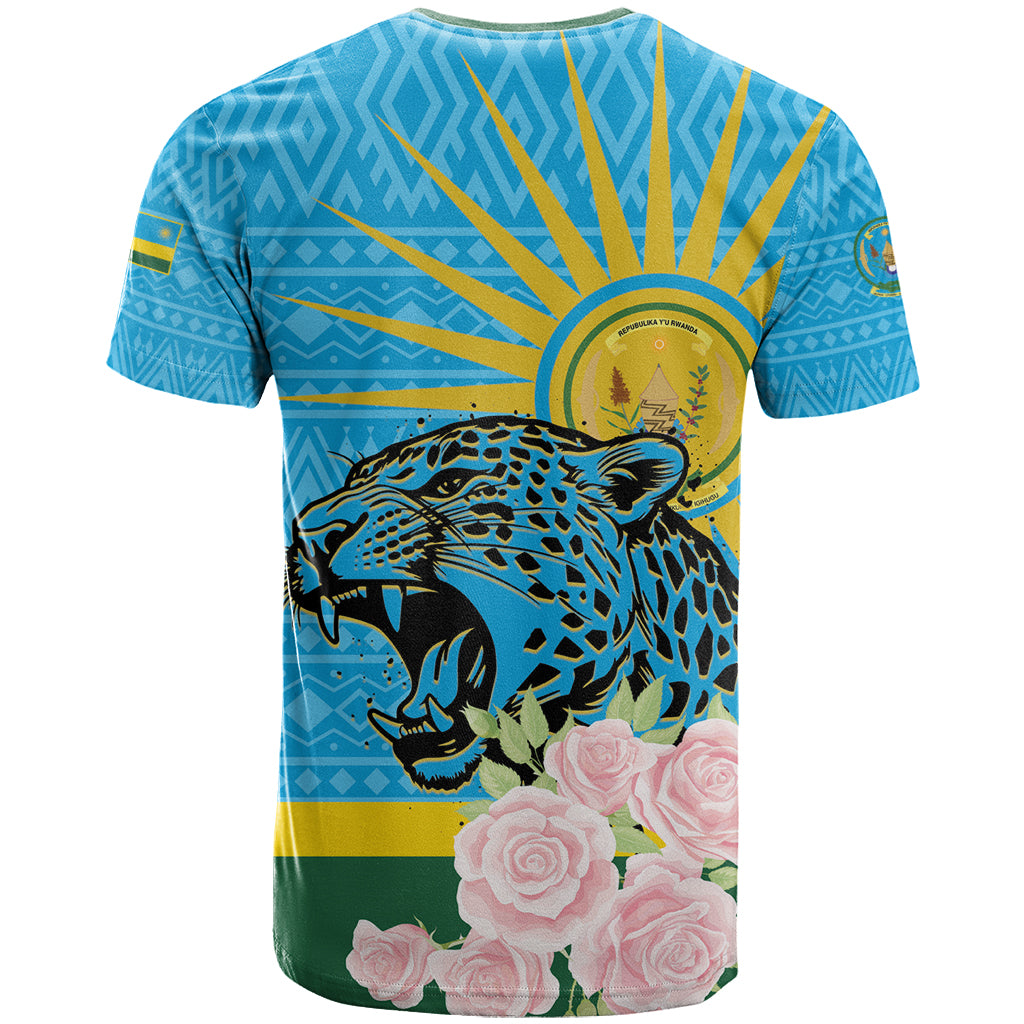Rwanda Independence Day T Shirt Leopard With Roses - Wonder Print Shop