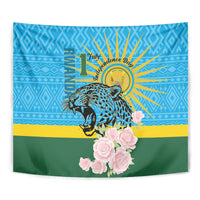 Rwanda Independence Day Tapestry Leopard With Roses - Wonder Print Shop