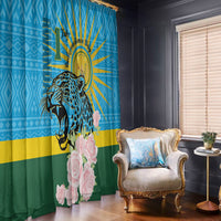 Rwanda Independence Day Window Curtain Leopard With Roses - Wonder Print Shop